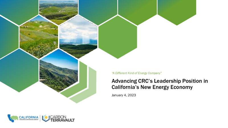 January 2023 Company Presentation – California Resources Corp. – slide 1