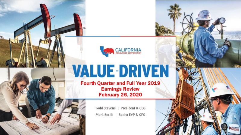 4Q 2019 and Full Year Earnings Presentation – California Resources Corp. – slide 1