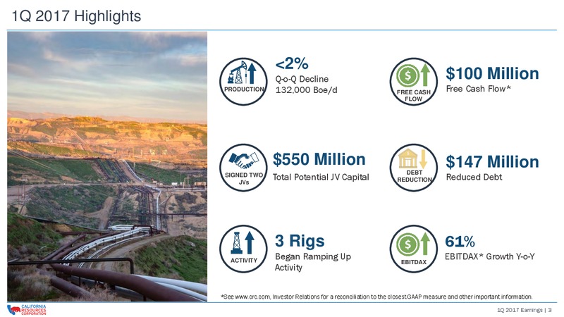 Q1 2017 Earnings Presentation – California Resources Corp. – slide 2