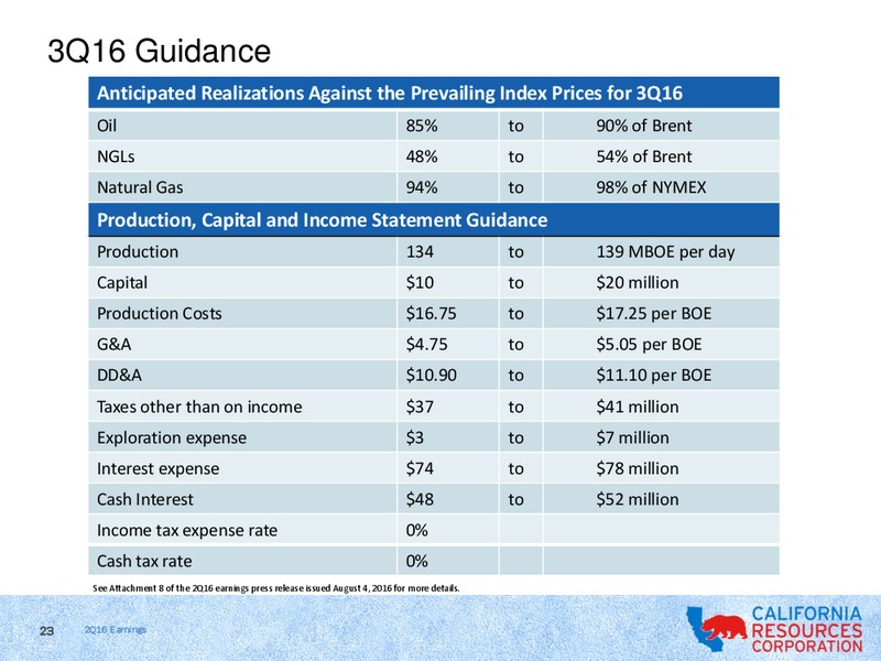 Q2 2016 Earnings Review – California Resources Corp. – slide 22