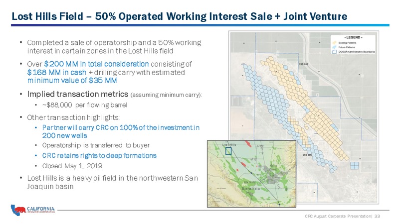 August 2019 Corporate Presentation – California Resources Corp. – slide 32