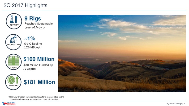 Q3 2017 Presentation – California Resources Corp. – slide 2