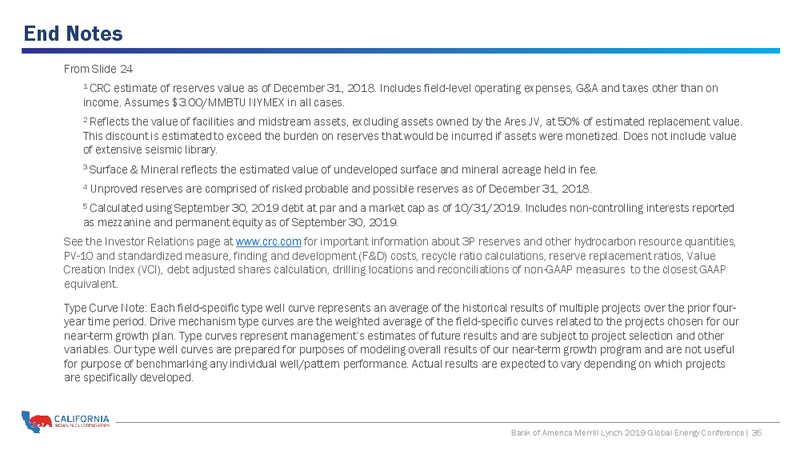 BAML 2019 Global Energy – California Resources Corp. – slide 34