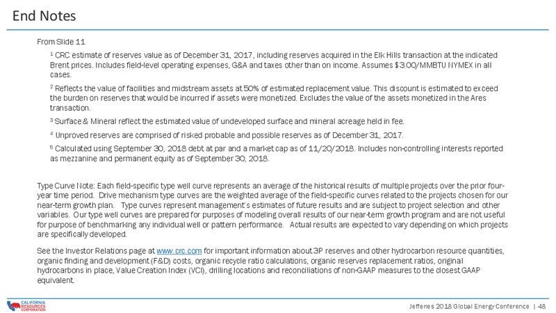 Jefferies 2018 Global Energy Conference – California Resources Corp. – slide 47