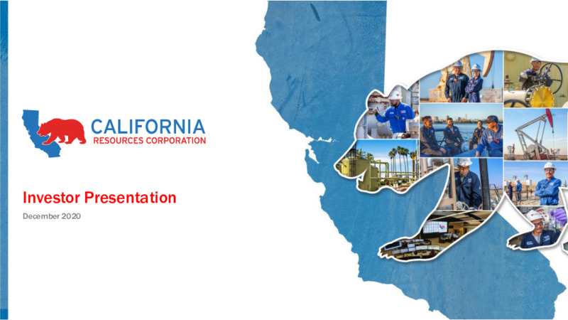 Investor Presentation   December 2020 – California Resources Corp. – slide 1