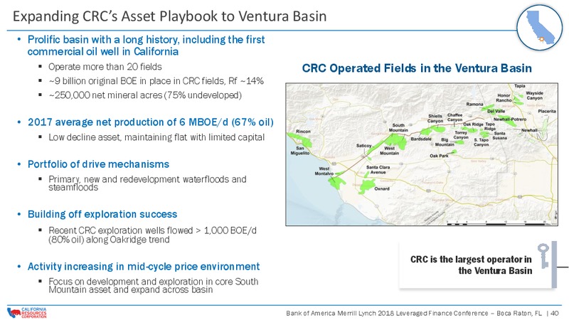 Bank of America Merrill Lynch 2018 Leveraged Finance Conference – California Resources Corp. – slide 39
