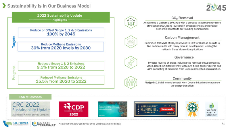December 2023 Investor Presentation – California Resources Corp. – slide 41