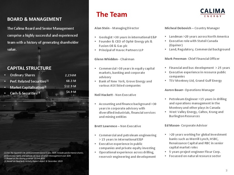 Tommy Lakes Infrastructure Acquisition – Calima Energy Inc. – slide 3