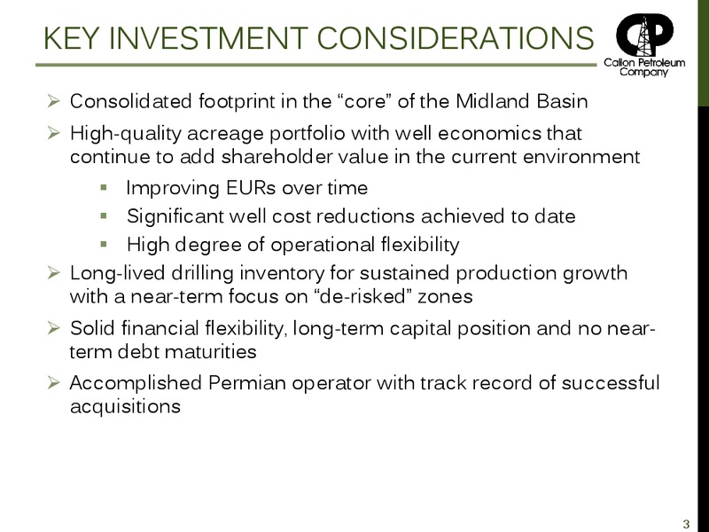 May 2015 Investor Presentation – Callon Petroleum Co. – slide 3