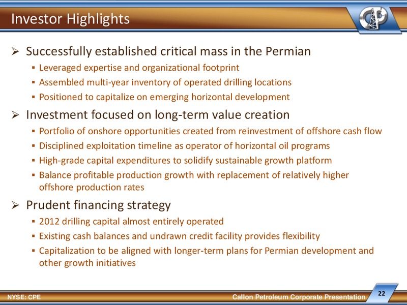 The Oil and Services Conference 10 – Callon Petroleum Co. – slide 21