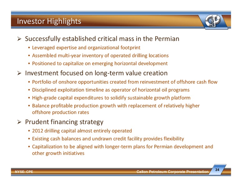 IPAA 2012 Oil Gas Investment Symposium – Callon Petroleum Co. – slide 23