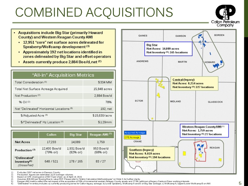 Acquisition Overview April 2016 – Callon Petroleum Co. – slide 2