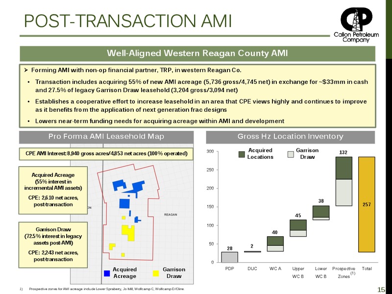 Acquisition Overview April 2016 – Callon Petroleum Co. – slide 10