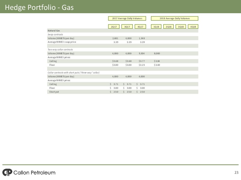 Q1 2017 Earnings Presentation – Callon Petroleum Co. – slide 21