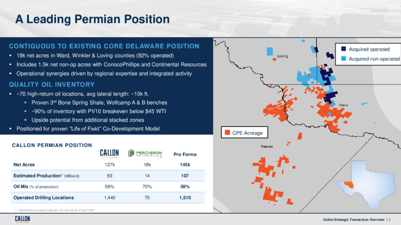 Permian Basin Acquisition – Callon Petroleum Co. – slide 4