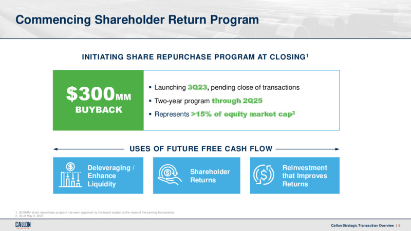 Permian Basin Acquisition – Callon Petroleum Co. – slide 7