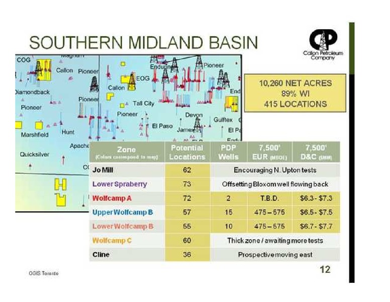 IPAA OGIS Toronto Conference – Callon Petroleum Co. – slide 12