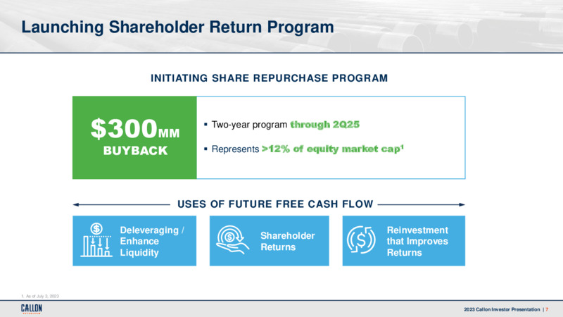 July 2023 Company Presentation – Callon Petroleum Co. – slide 6