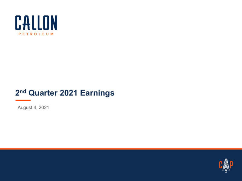 2Q 2021 Earnings Presentation – Callon Petroleum Co. – slide 1