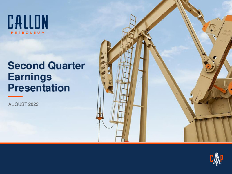 2Q22 Earnings Presentation – Callon Petroleum Co. – slide 1
