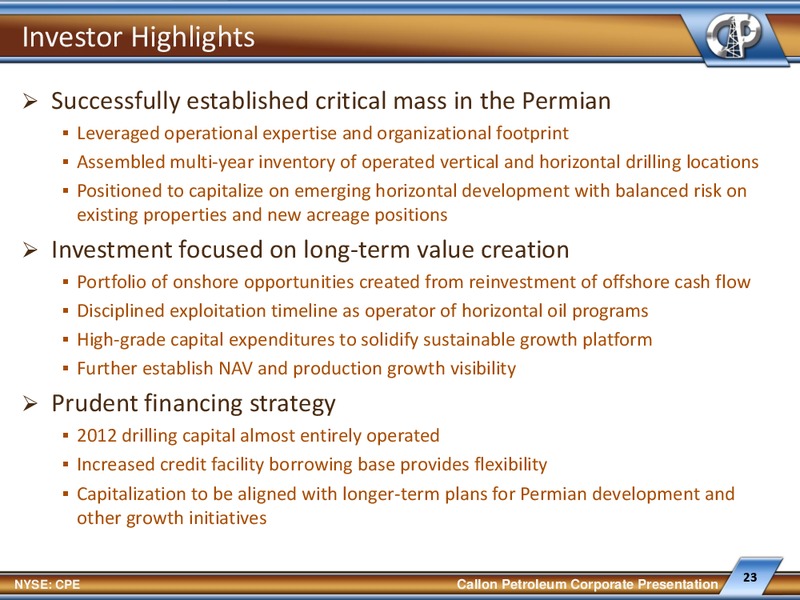 EnerComs Oil Gas Conference – Callon Petroleum Co. – slide 22