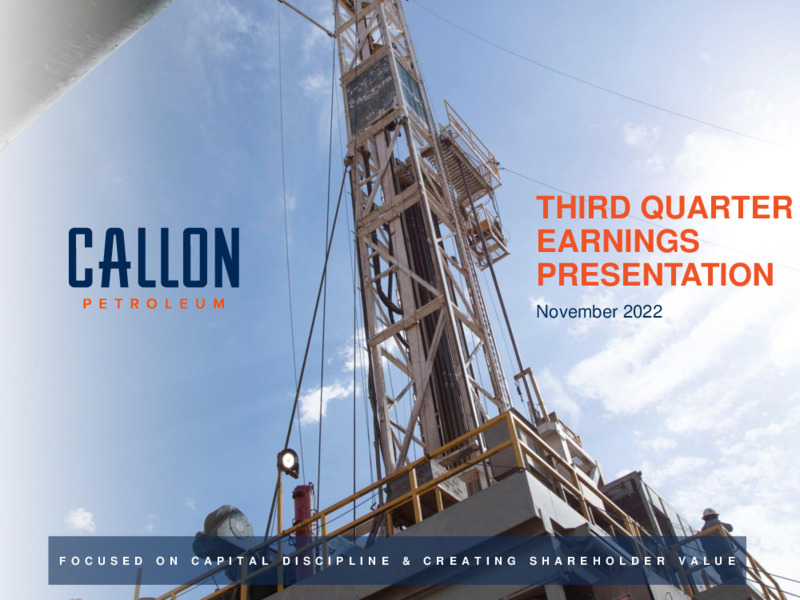 3Q 2022 Earnings Presentation – Callon Petroleum Co. – slide 1