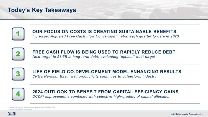 3Q 2023 Earnings Presentation – Callon Petroleum Co. – slide 2