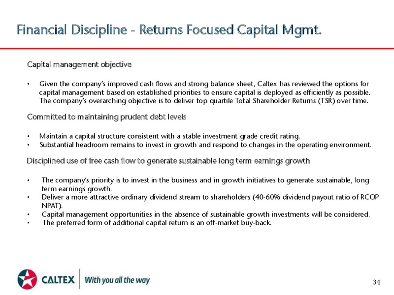 August 2015 Investor Presentation – Caltex Australia – slide 34