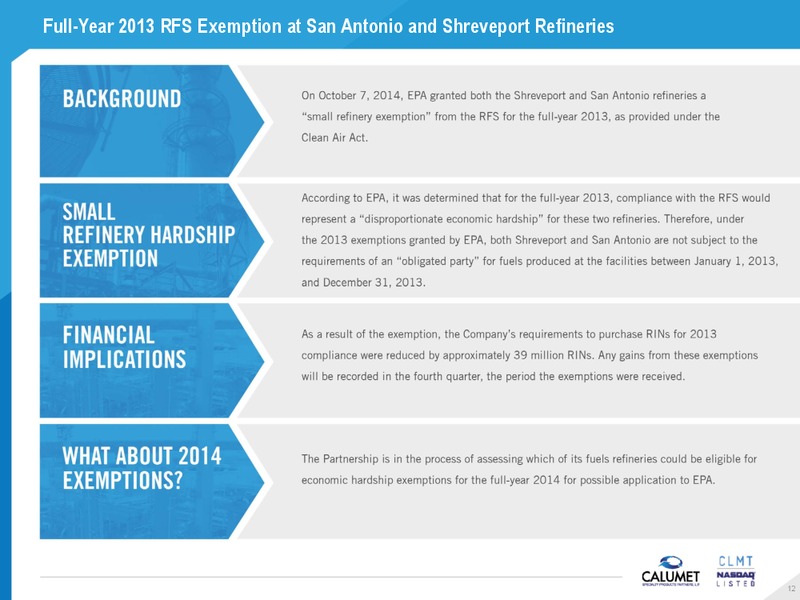 RBC CAPITAL MARKETS 2014 MLP CONFERENCE – Calumet Specialty Products Partners Lp – slide 12