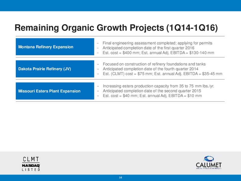 BANK OF AMERICA MERRILL LYNCH 2014 REFINING CONFERENCE – Calumet Specialty Products Partners Lp – slide 15