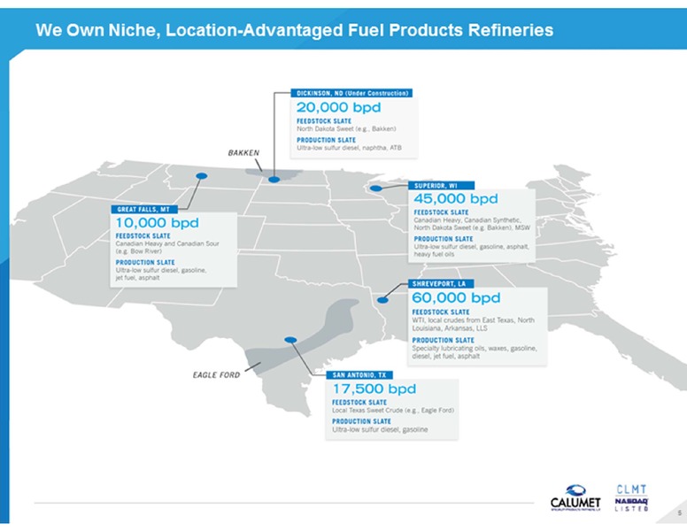 BARCLAYS HIGH YIELD BOND & SYNDICATED LOAN CONFERENCE – Calumet Specialty Products Partners Lp – slide 5