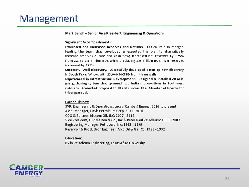 February 2017 Investor Presentation – Camber Energy Inc. – slide 23