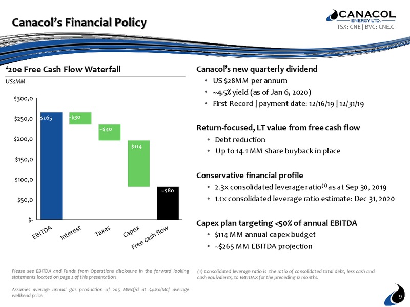 January 2020 Corporate Presentation – Canacol Energy Ltd. – slide 9