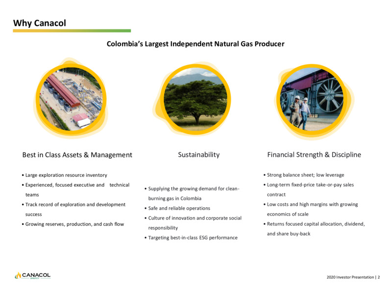 April 2020 Corporate Presentation – Canacol Energy Ltd. – slide 2
