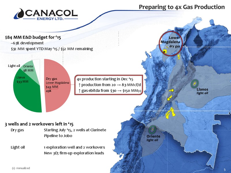 JULY 2015 INVESTOR PRESENTATION – Canacol Energy Ltd. – slide 4