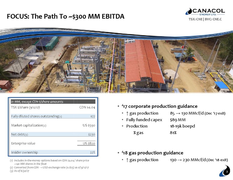 September 2017 Corporate Presentation – Canacol Energy Ltd. – slide 2