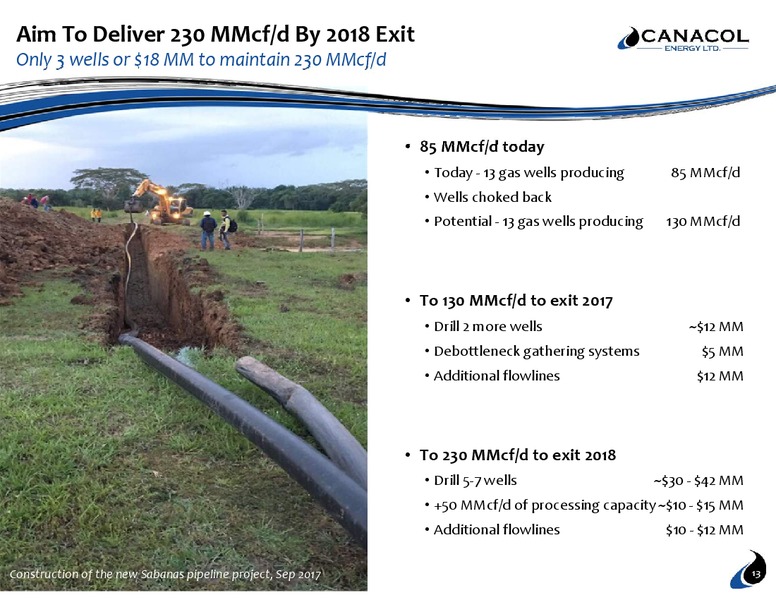 September 2017 Corporate Presentation – Canacol Energy Ltd. – slide 12