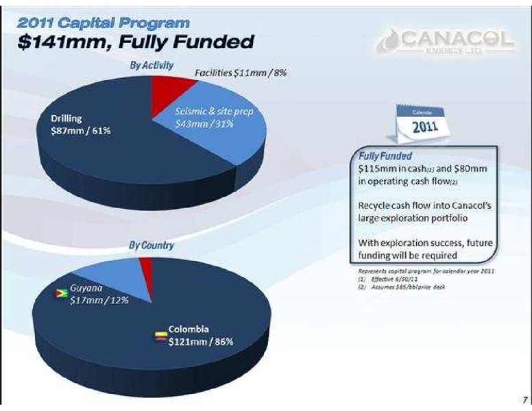 CANACCORD GENUITYS GLOBAL ENERGY CONFERENCE – Canacol Energy Ltd. – slide 7