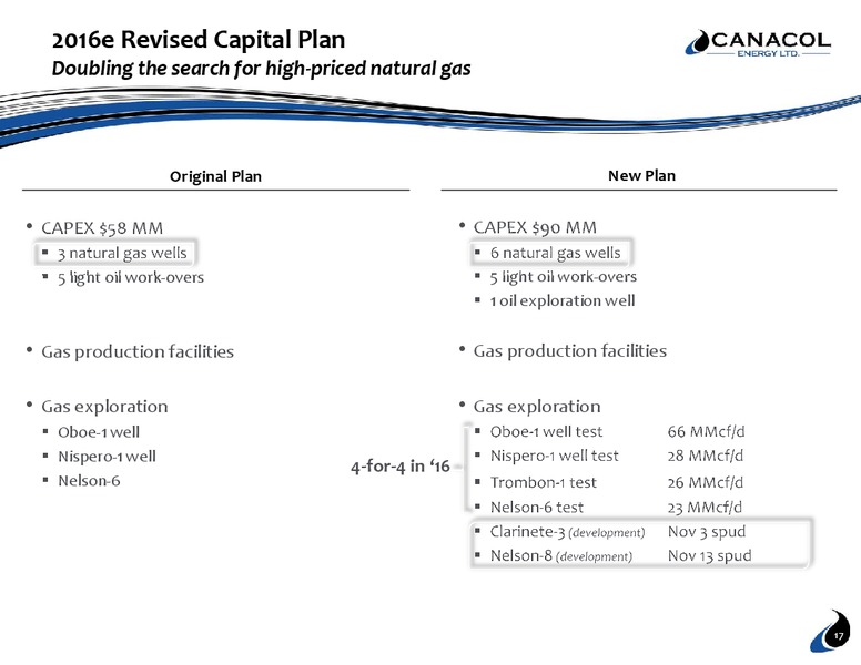 November 2016 Corporate Presentation – Canacol Energy Ltd. – slide 16
