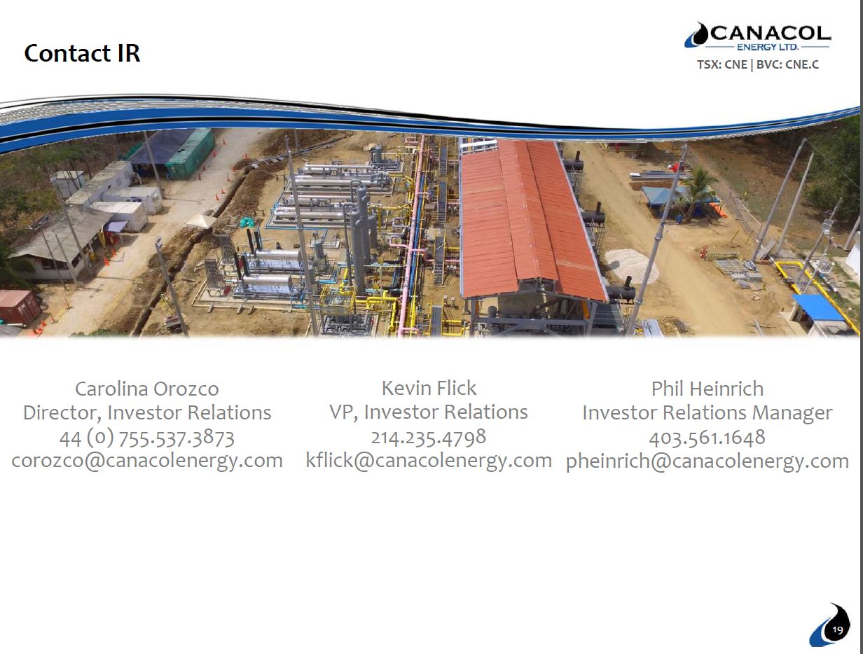 March 2018 Corporate Presentation – Canacol Energy Ltd. – slide 18