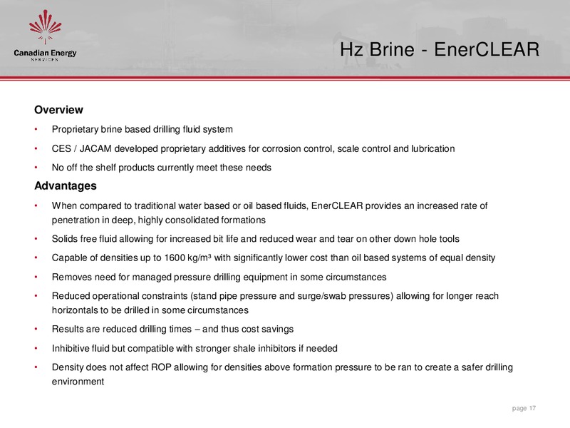 June 2015 Investor Presentation – Canadian Energy Services & Technology Corp. – slide 16