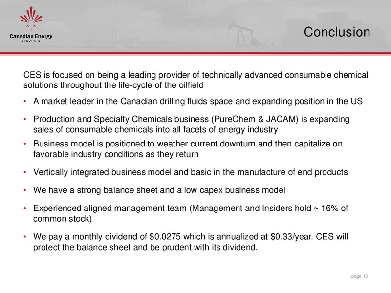 September 2015 Investor Presentation – Canadian Energy Services & Technology Corp. – slide 12