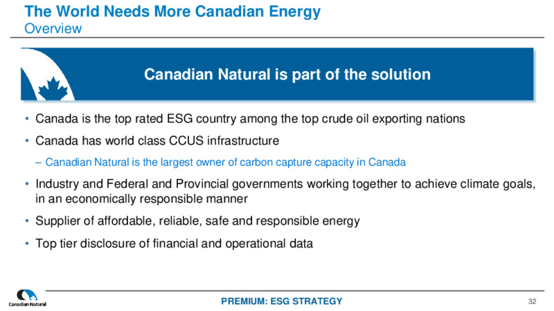 April 2025  CORPORATE PRESENTATION – Canadian Natural Ltd – slide 32