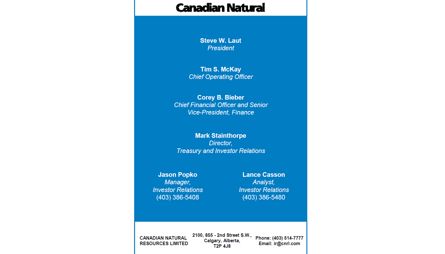 April 2017 Corporate Presentation – Canadian Natural Resources – slide 55