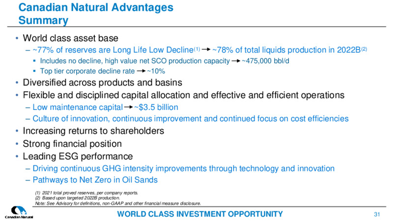 July 2022 Corporate Presentation – Canadian Natural Resources (CNRL) – slide 31