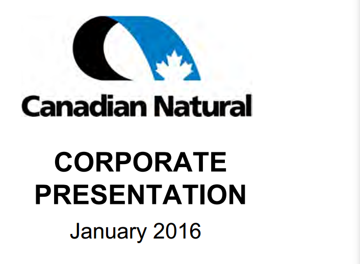 January 2016 Investor Presentation – Canadian Natural Resources Limited (CNRL) – slide 1