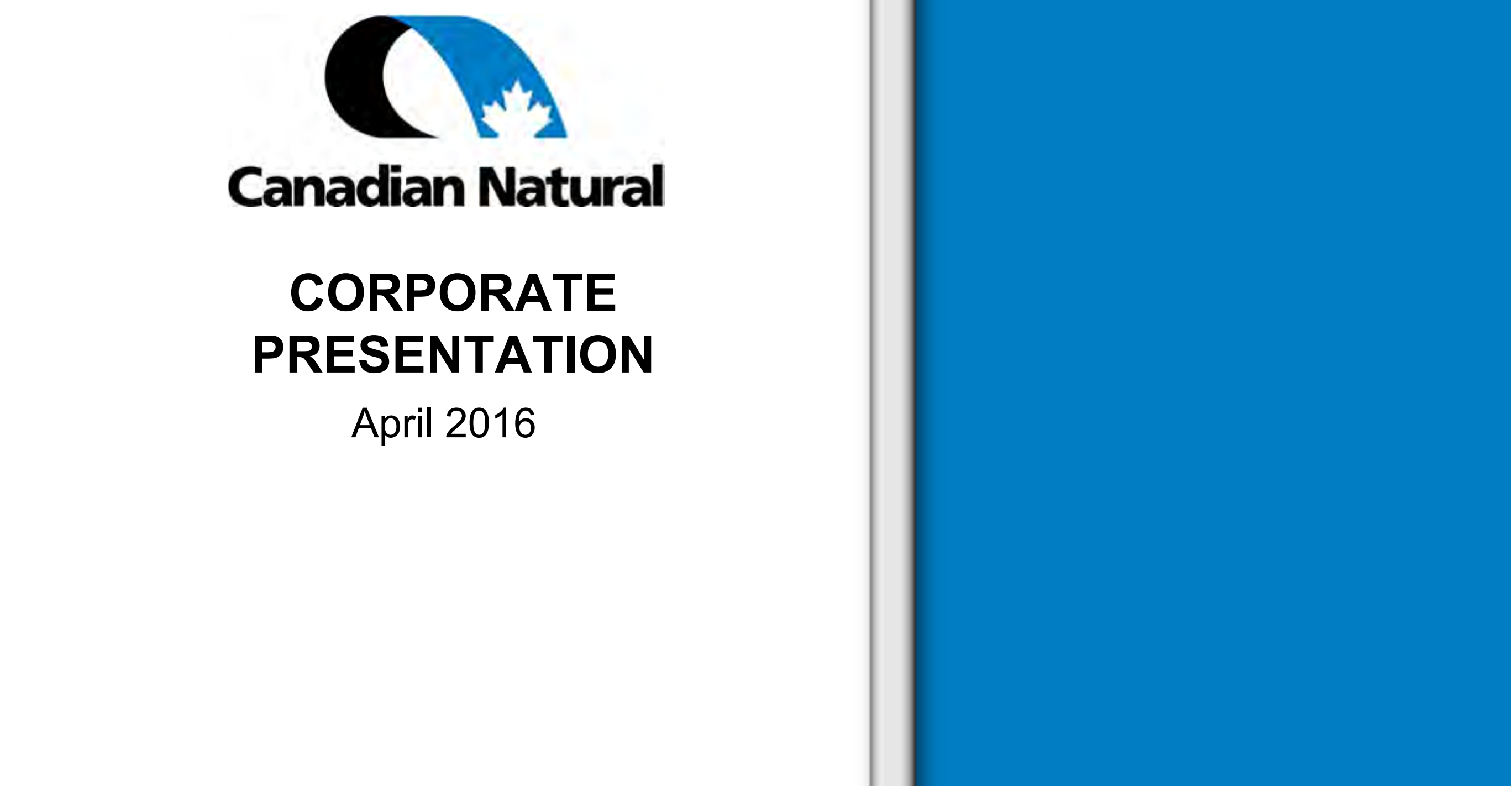 April 2016 Investor Presentation – Canadian Natural Resources Limited (CNRL) – slide 1