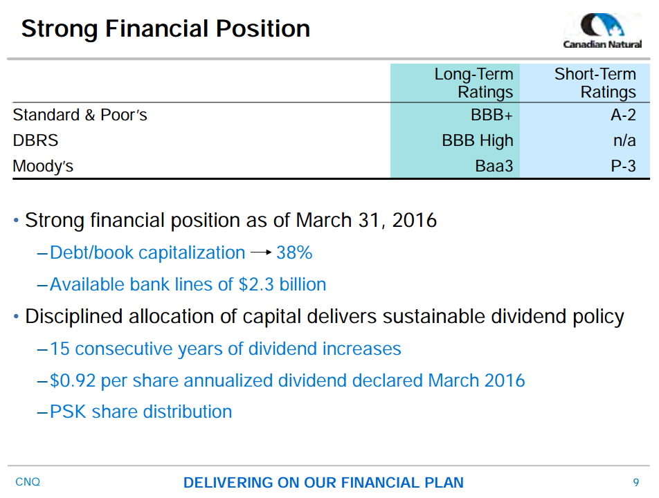 June 2016 Corporate Presentation – Canadian Natural Resources Limited (CNRL) – slide 9