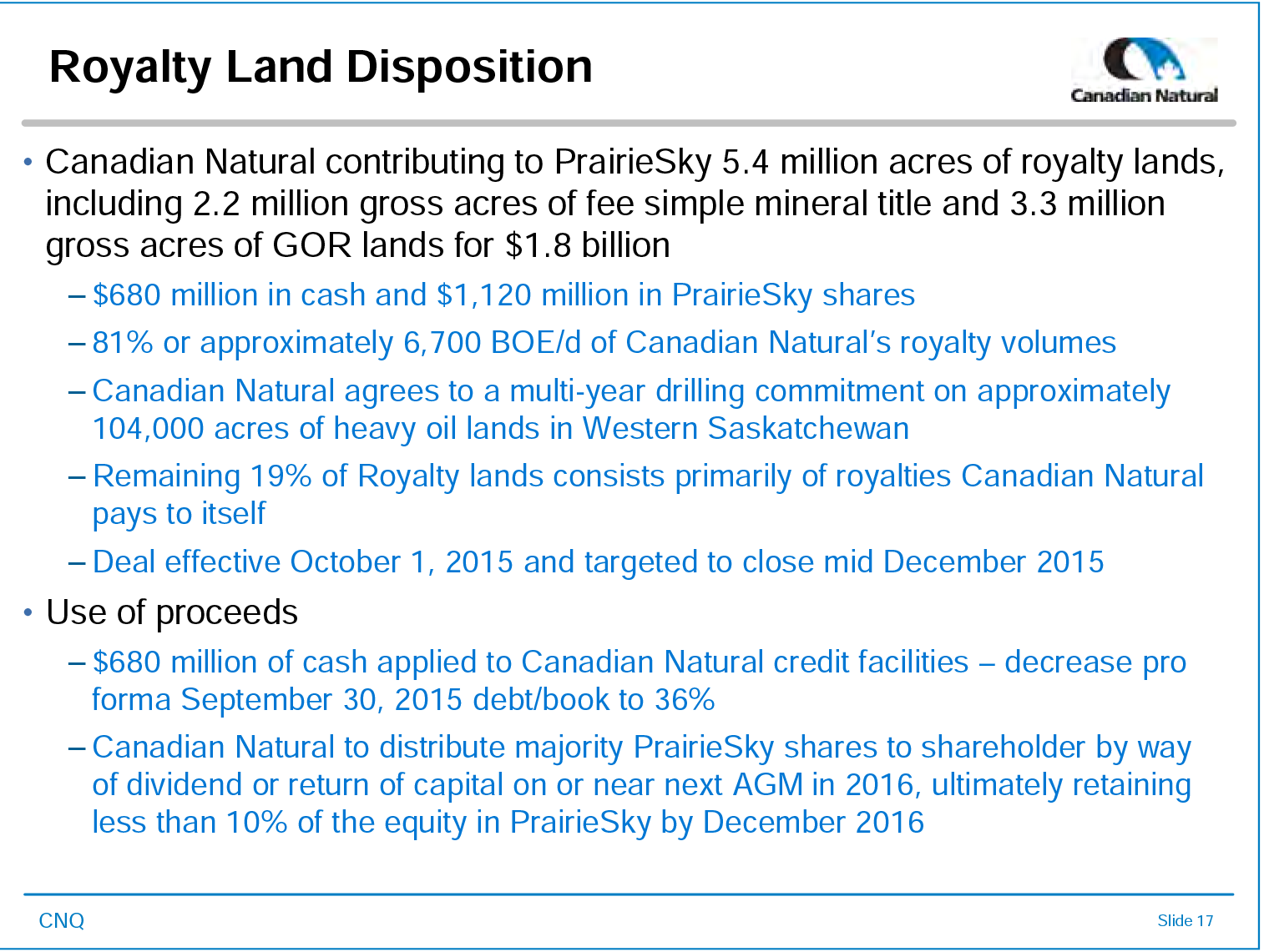 December 2015 Investor Presentation – Canadian Natural Resources Limited (CNRL) – slide 10