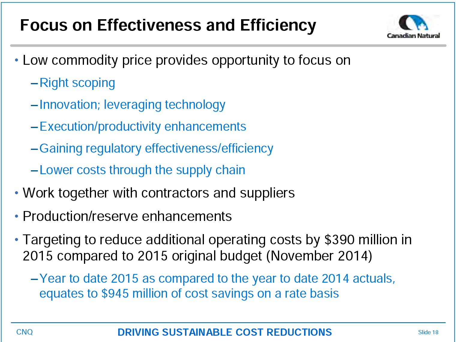 December 2015 Investor Presentation – Canadian Natural Resources Limited (CNRL) – slide 11
